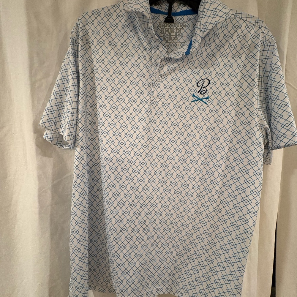 Men's Blue Patterned Polo Shirt